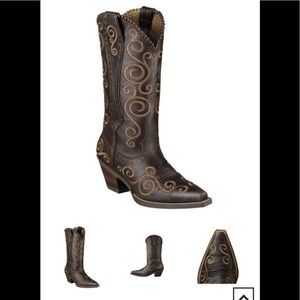 Ariat Shellen Dk Br Embroidery Cowgirl Boots sz 9